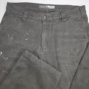 CARHARTT Men's 34x34 Rugged Flex Relaxed Fit Canvas Work Pants Gray -1601
